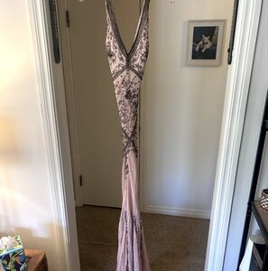 Elegant Cache Pink Beaded  Gown